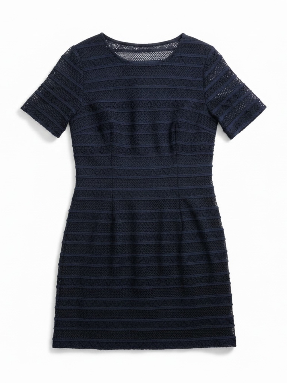 Chaps Ralph Lauren Navy Lace Stripe Sheath Dress Size 10